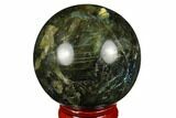 Flashy, Polished Labradorite Sphere - Great Color Play #180608-1